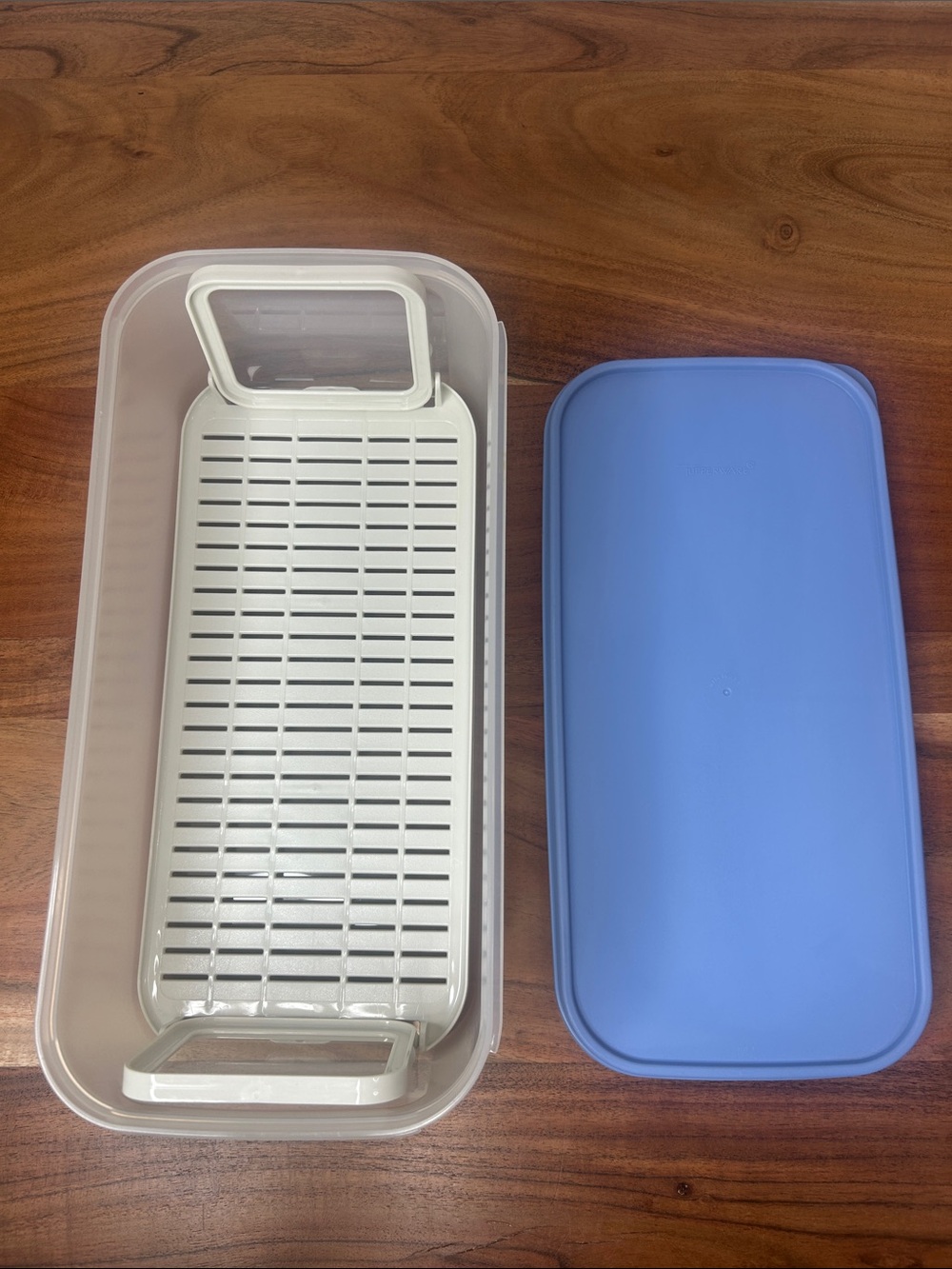 Tupperware Blue Lid Food Storage Container with White Inner Tray